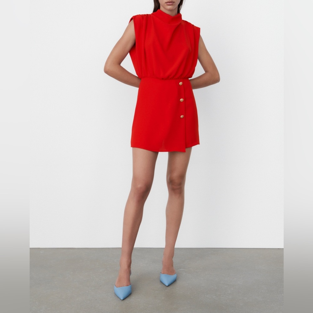 Zara Red Sleeveless Romper
